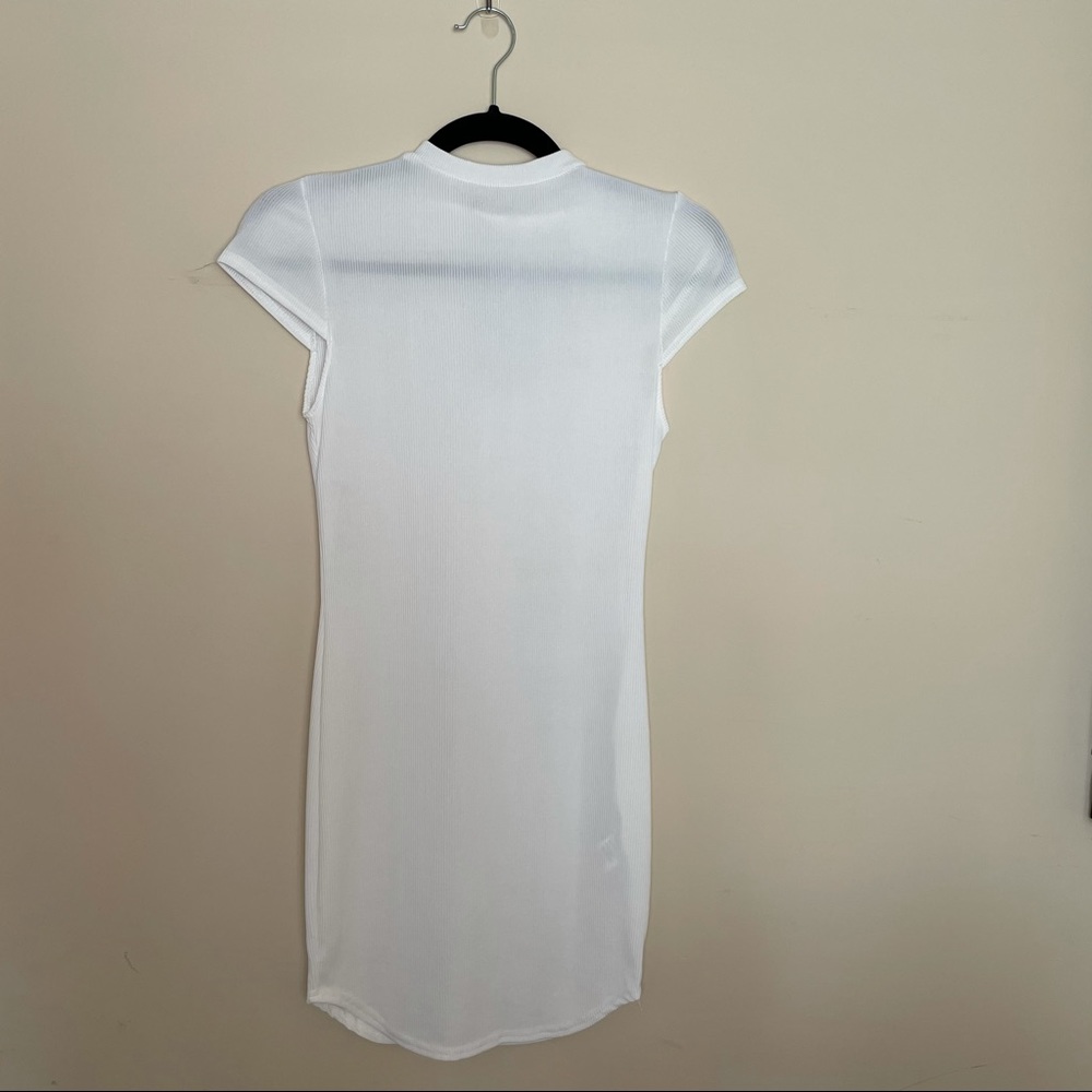 White Ribbed Bodycon Mini Dress - Picture 2 of 10